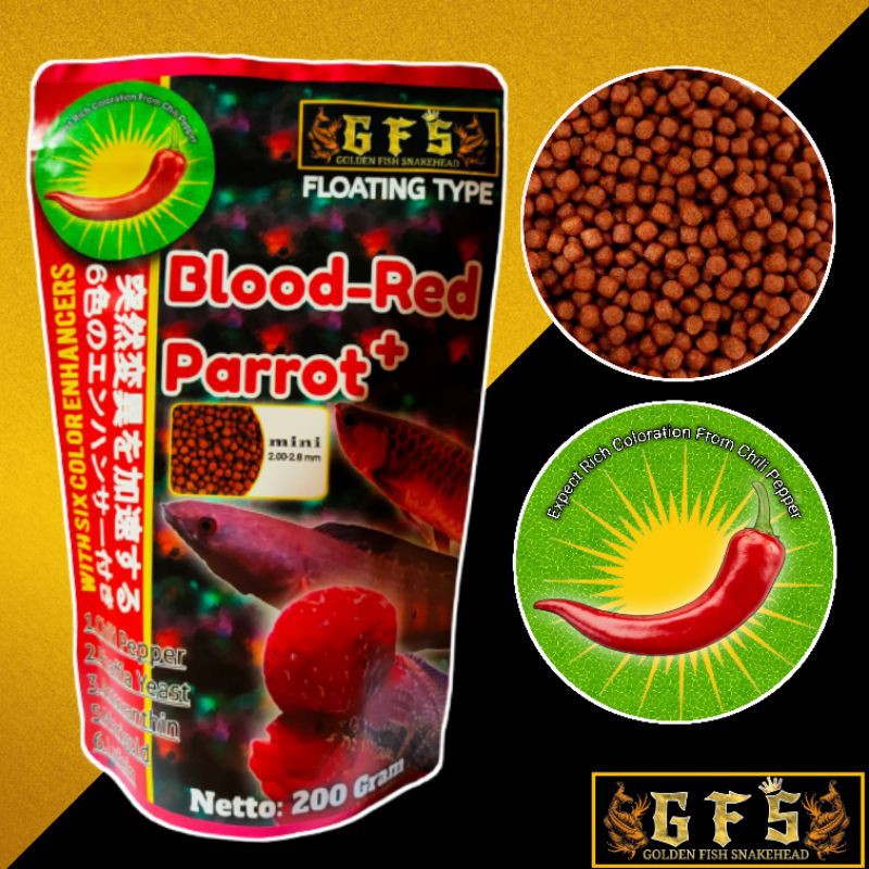 Blood red parrot 200Gram/Bukan hikari atau akari/pelet louhan super