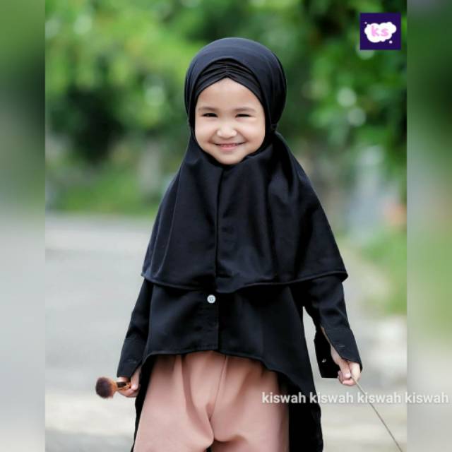 Jilbab Anak Kiswah / Bahan Kaos Tebal, lembut