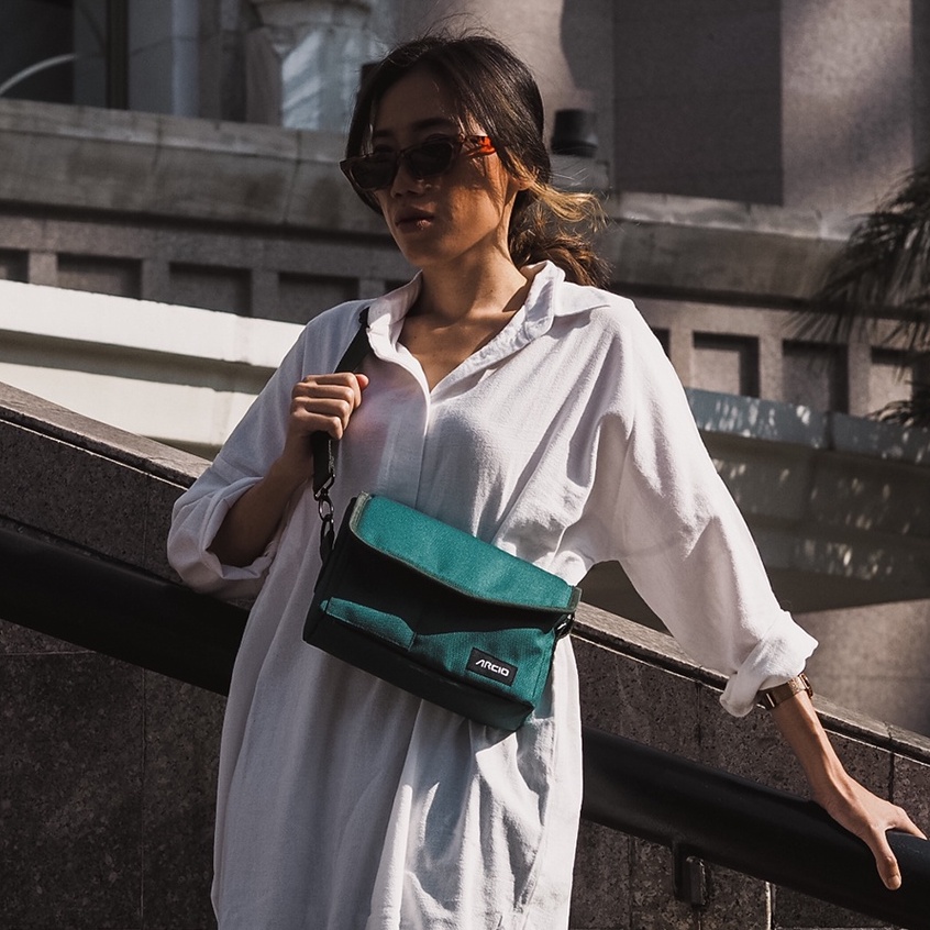 Baran Green | Tas Slempang Hitam Pria Wanita Bahu Multifungsi Sling Pouch Mini Waistbag | FORIND x Arcio
