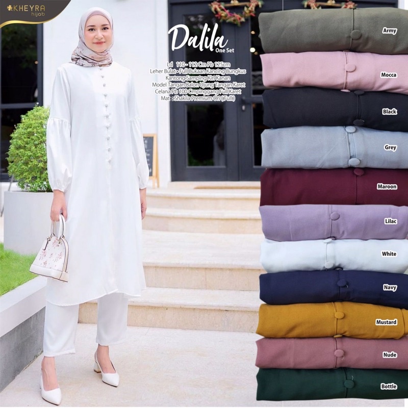 dalila set long tunik dan celana bahan shakila original LD 110cm busui friendly