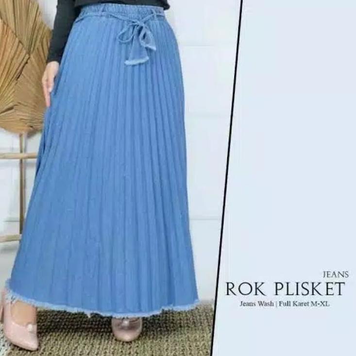 Sudah READY.. PLISKET JEANS//ROK PLISKET MODEL BARU//ROK PLISKET JEANS DEWASA//ROK PLISKET TERMURAH