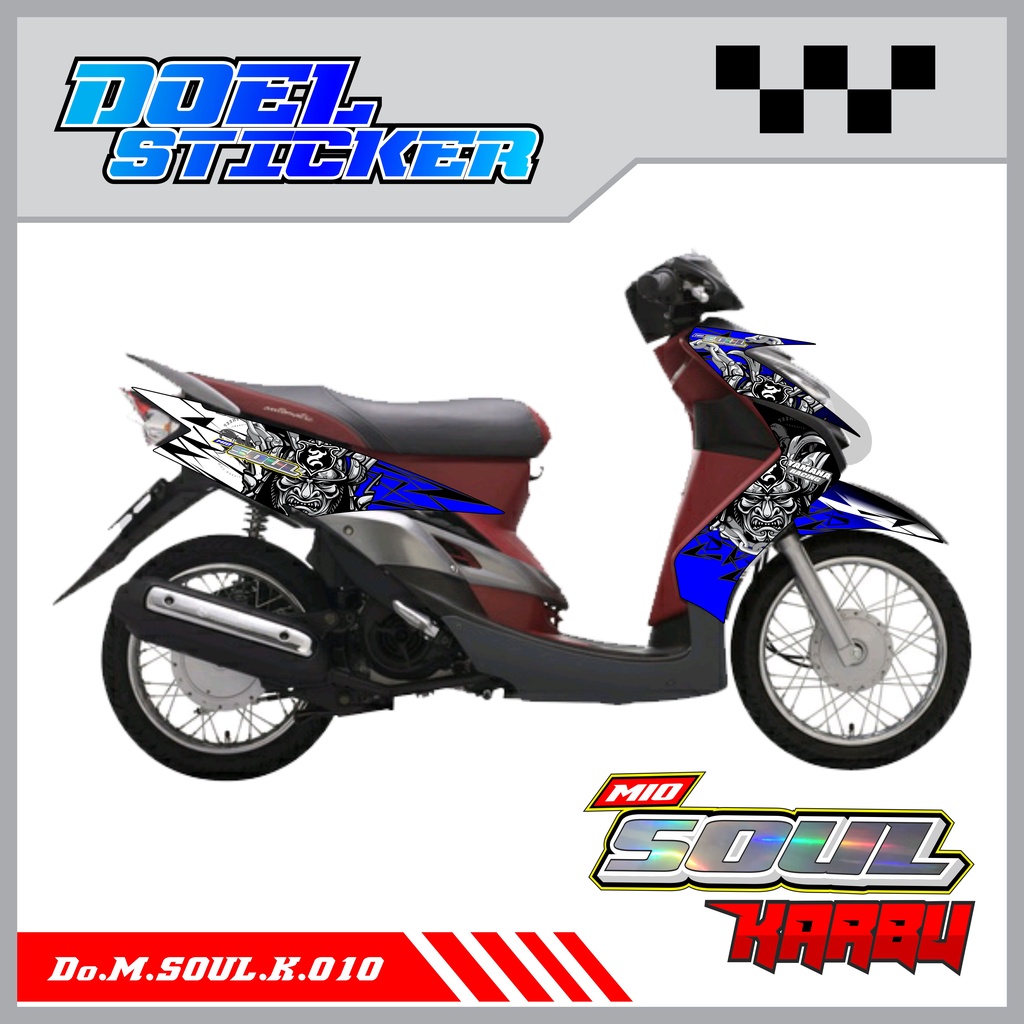 STICKER STRIPING MIO SOUL KARBU - STICKER STRIPING LIST VARIASI HOLOGRAM , CROME YAMAHA MIO SOUL KARBU DOEL 010