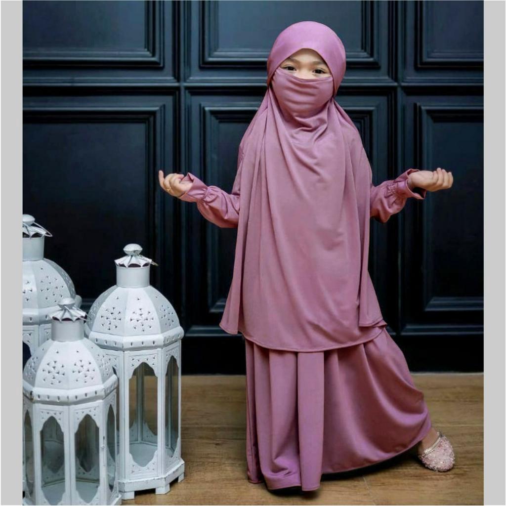 FenishaStore Gamis Anak Perempuan French khimar Ratimah Set Usia 3-5 Tahun Bisa Bayar Ditempat COD