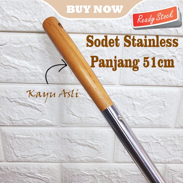 Sodet Stainless gagang Kayu 51cm kapsitas Sodet koki sodet panjang