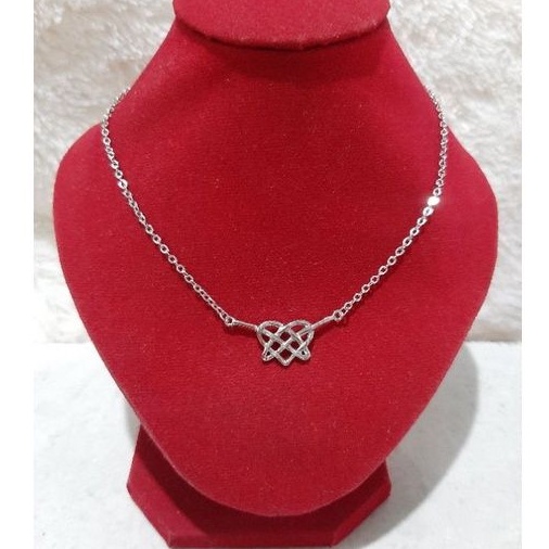 Kalung Andin Ikatan Cinta Perak Asli 925 Lapis Emas Putih - Anti Karat - Perhiasan Wanita