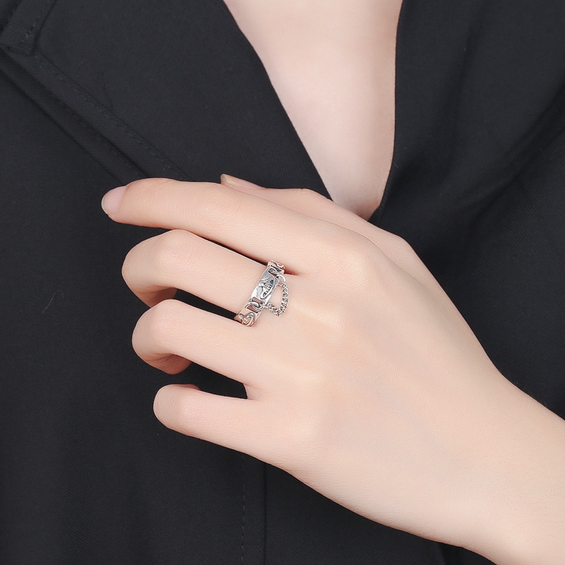 Cincin Terbuka Adjustable Model Geometri Saturnus Angka Romawi Bahan Alloy Untuk Wanita