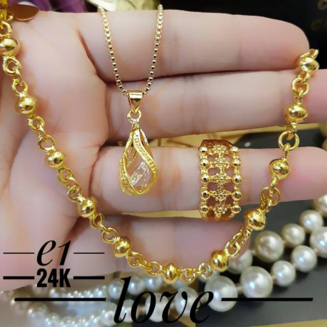 Xuping set perhiasan lapis emas 24k 0221i