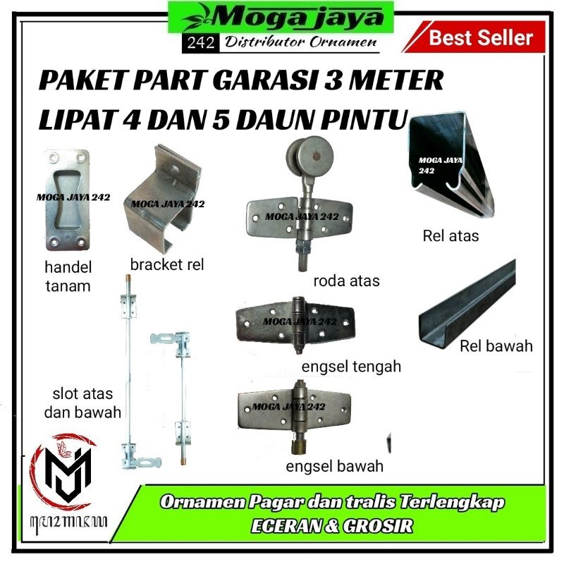 paket part pintu garasi lebar 3 meter PINTU LIPAT