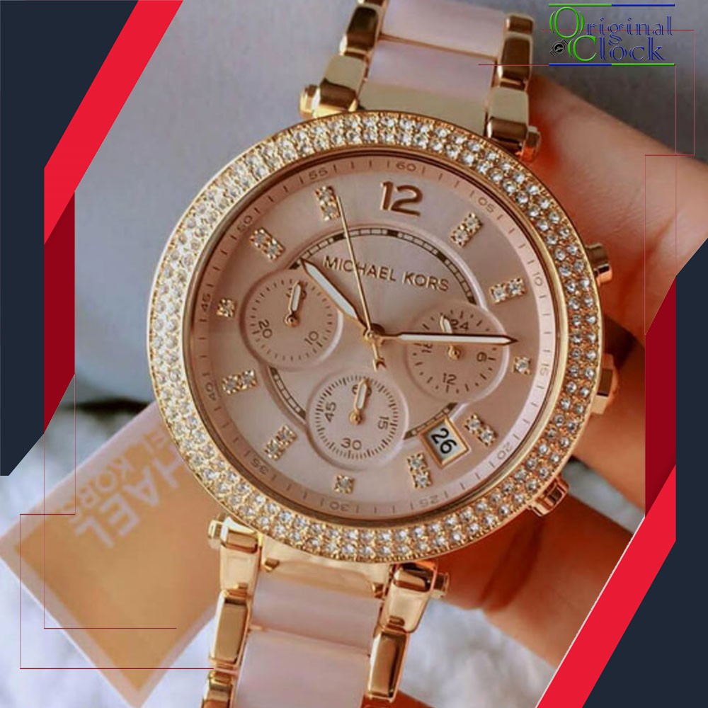 [ ORIGINAL MK 5896  ] M1CHA3L K0RS MK 5896 JAM ANALOG WANITA COMBI STRAP