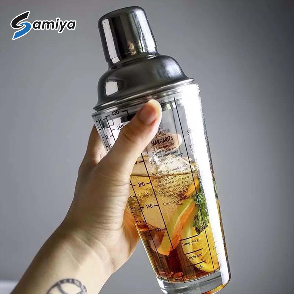 shaker cocktail glass recipe stainless 450ml / pengocok minuman shaker stainless gelas ukur kaca