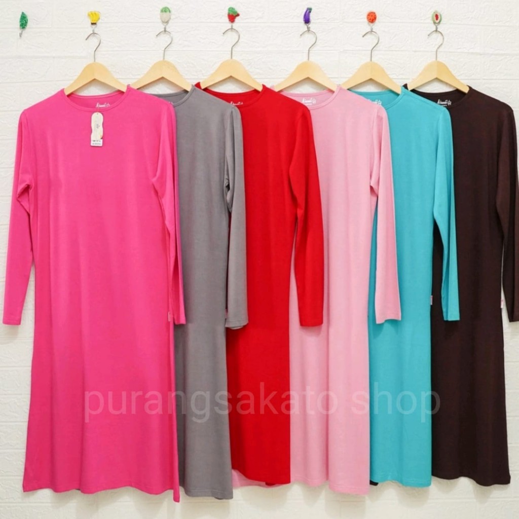 Manset GAMIS Jumbo Bahan KAOS RAYON Polos Wanita L dan XXL Tangan panjang_PURANGSAKATO SHOP