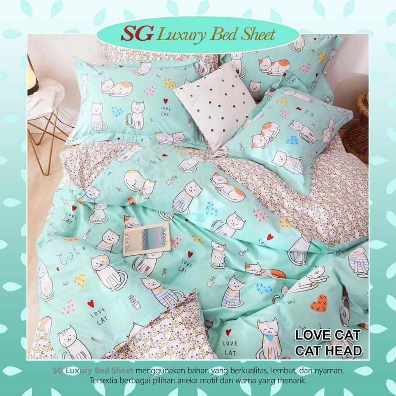  Sprei  katun lokal motif  kucing cat motif  anak  perempuan  