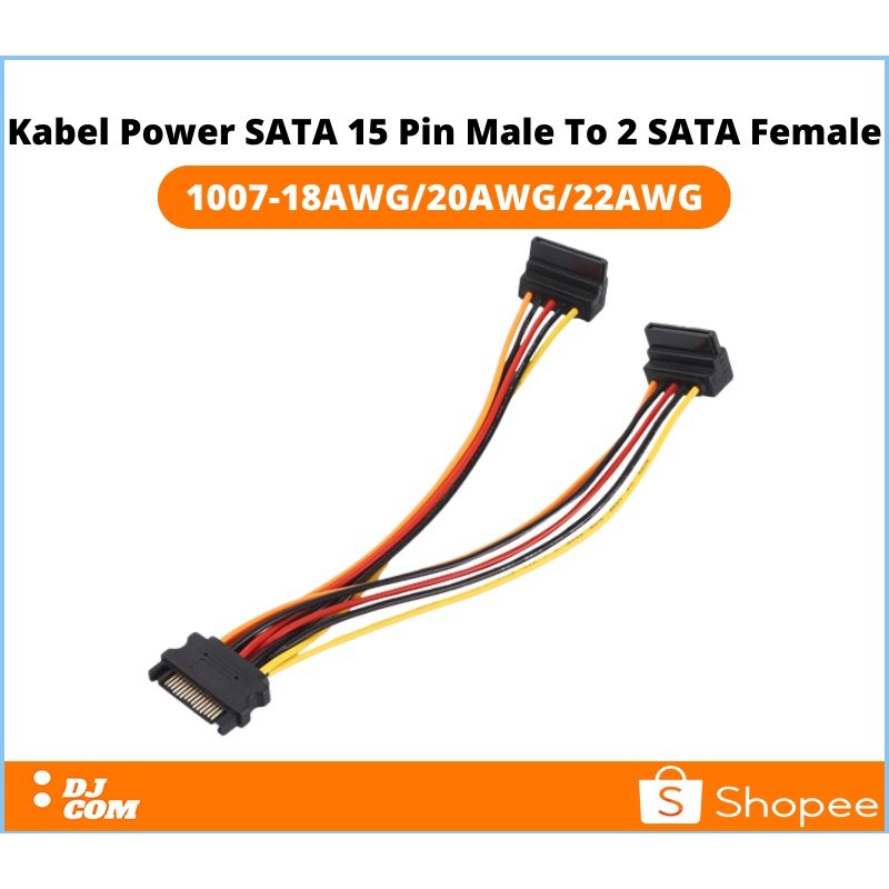 Kabel Power SATA 15 Pin Male To 2 SATA Female Harddisk HDD SSD