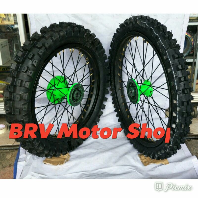 Velg Klx 16-19  Tromol Ori Lengkap Ban Siap Pasang - Velg Trail 16-19