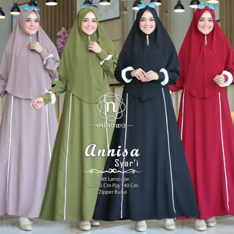 Annisa Syar'i - Gamis Set - Gamis dan Khimar - Setelan Syar'i - Gamis Syar'i - Original by Orinawa