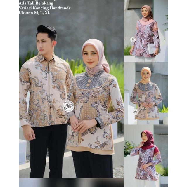 BISA PISAH COUPLE ATASAN BLUS BATIK MODERN HALUS DOLBY KOMBINASI BROKAT POLOS
