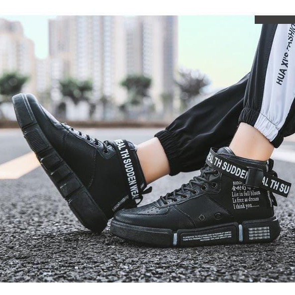 TBIG [COD] Sepatu Sneakers Pria Ankle Boot ZIPPER Sepatu Import Pria Kuliah Kerja Santai