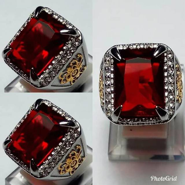 Cincin Batu Merah Siam Diamond HQ