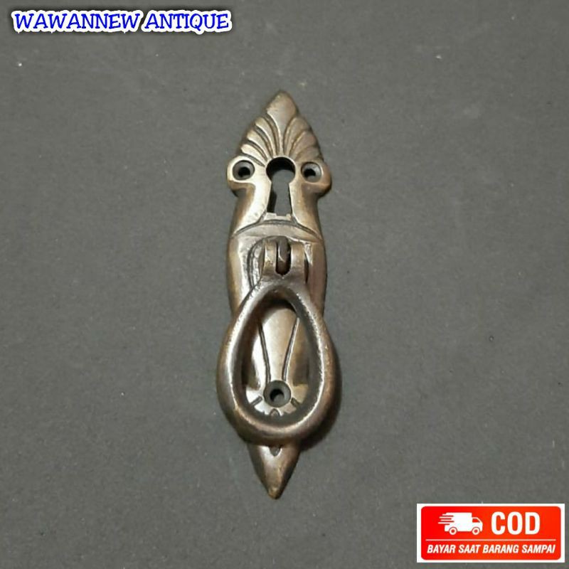 Handle / Tarikan Laci Lemari Jendela Pintu Rumah Kuningan 10cm + Kunci Lemari