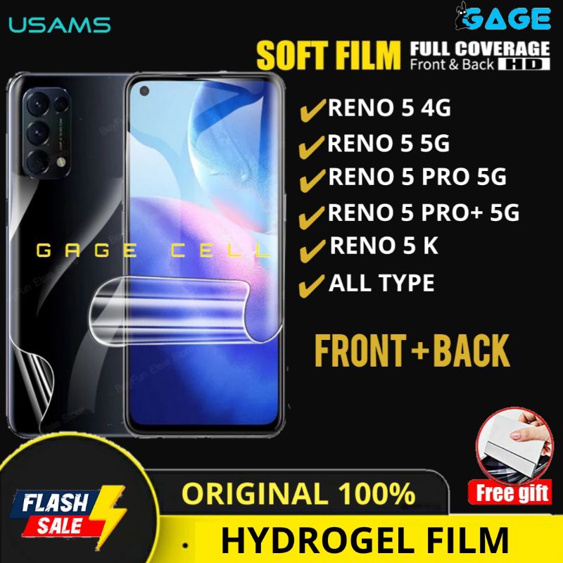 USAMS - HYDROGEL ANTI GORES FILM FULL COVER OPPO RENO5 5K RENO 5 PRO PLUS 4G 5G FULL PROTECTOR