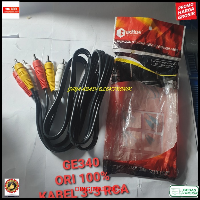 G340 ORI kabel rca audio video 1,5 meter sound suara tv dvd stereo jek jack sambungan elektronik