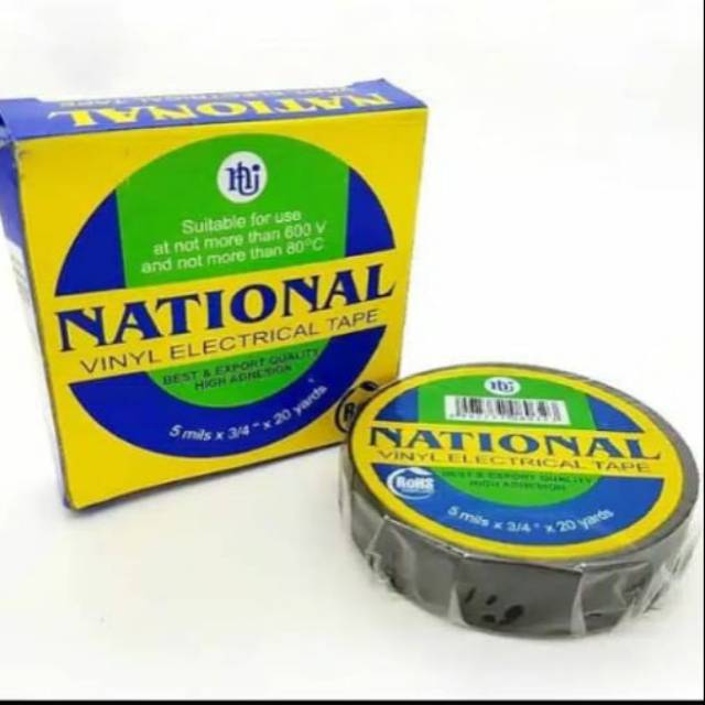 

NATIONAL ISOLASI LISTRIK HITAM 3/4 " INCI 20 YARD/18.3 m SELOTIP SOLASI VINYL