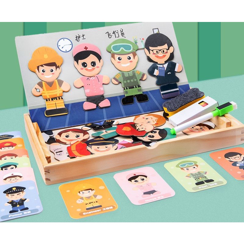 magnetic character puzzle / mainan bongkar pasang baju magnet