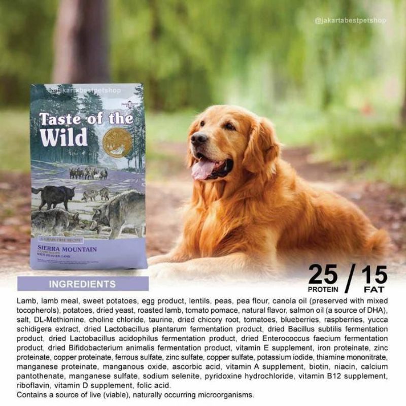 Taste Of The Wild Sierra Mountain 6.35kg /Totw Lamb / dogfood grain free made in usa