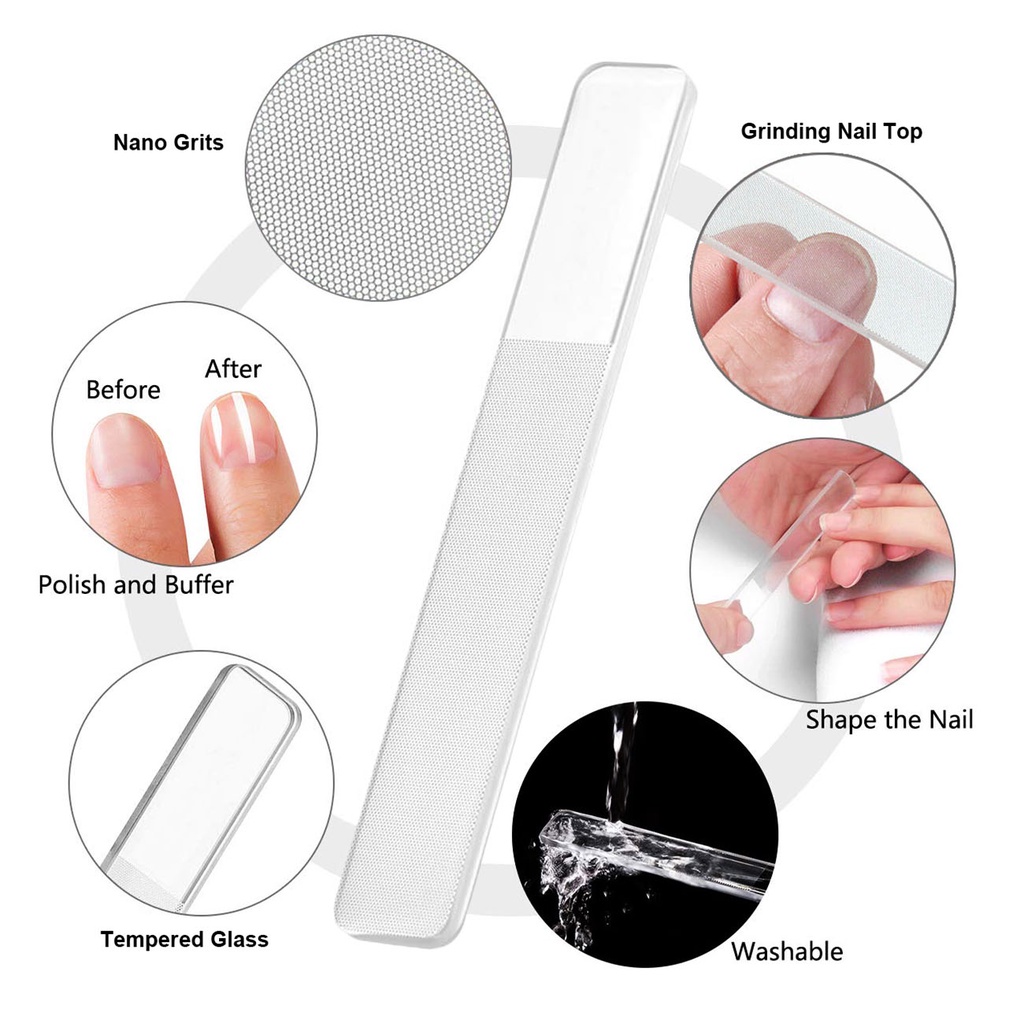 1 Pc Alat Kikir Kuku Bahan Kaca Nano Tahan Lama Untuk Dekorasi Manicure