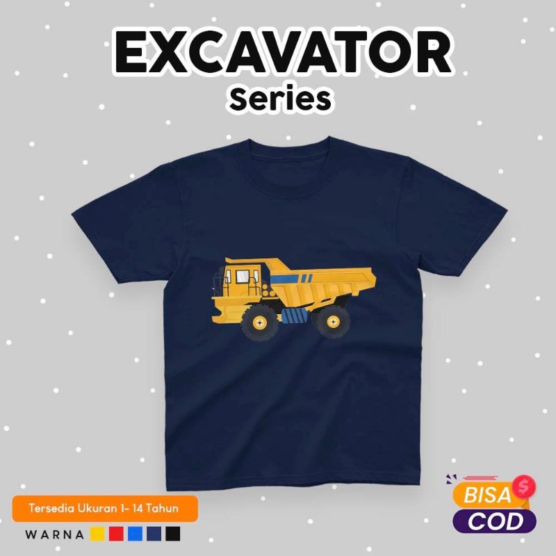 kaos anak motif excavator versi 2