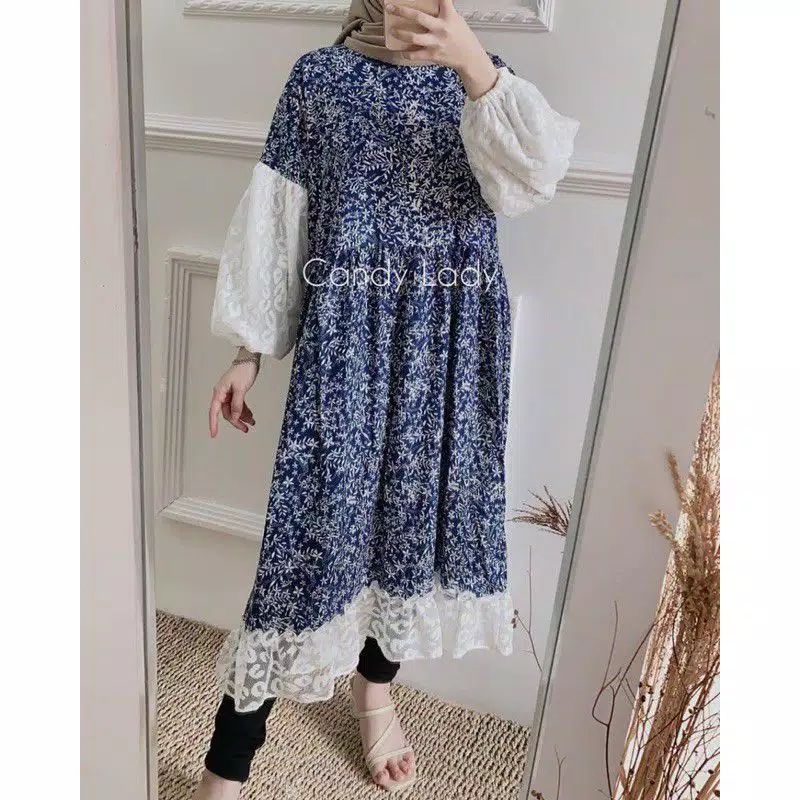 LEHANA TUNIK BROKAT MOTIF BUNGA. READY FIT TO L-XL