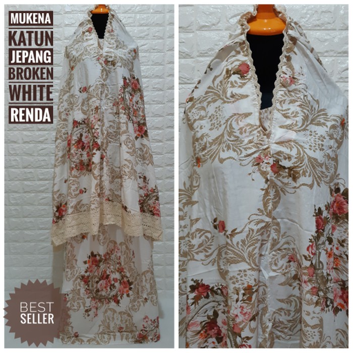 FASHION MUSLIM MUKENA KATUN JEPANG JUMBO SHABBY CHICK VINTAGE   Cokelat Muda