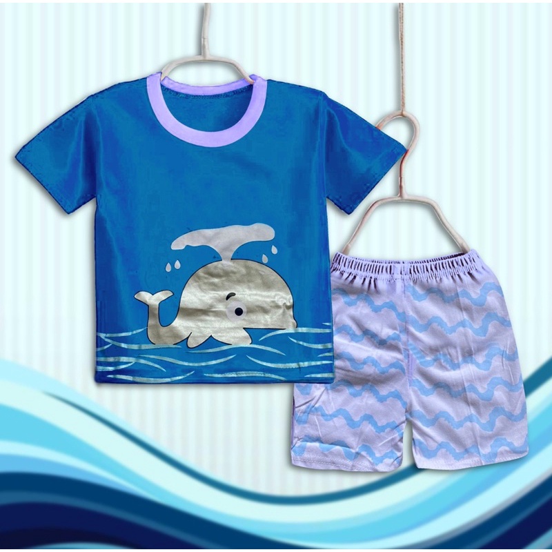 SETELAN ANAK COWOK KARAKTER PAUS CUTE ALL SIZE 6-12 BULAN PAKAI