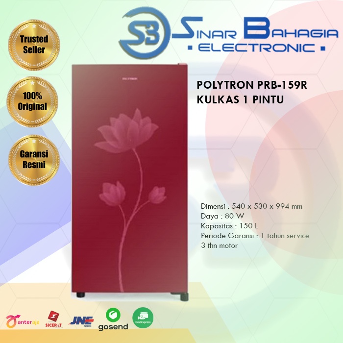 POLYTRON PRB-159R KULKAS 1 PINTU (NEW) (KHUSUS BANDUNG)