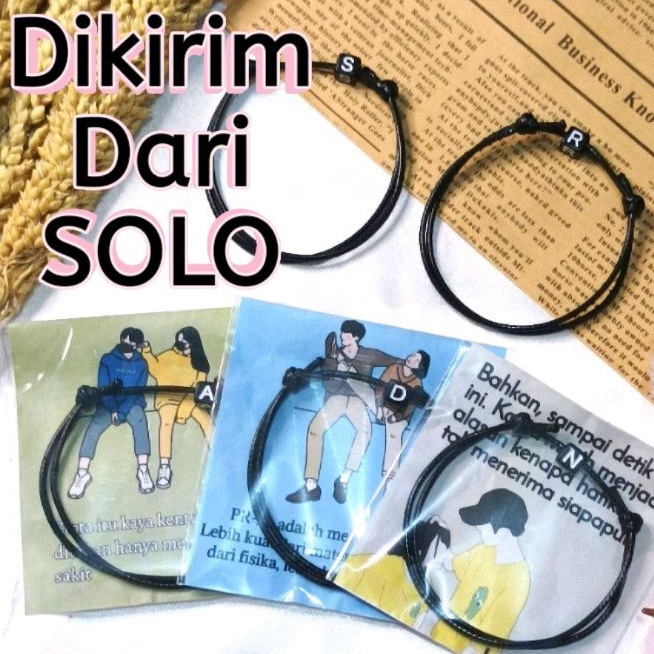 GELANG INISIAL HURUF SINGLE SLIDE DADU (1,5 MM), •BEPINK OFFICIAL•