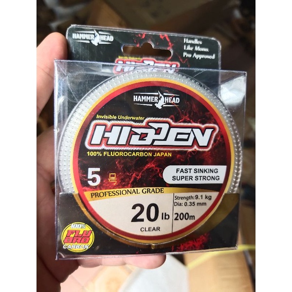 senar pancing leader hidden flouro carbon 200 m asli 100 persen japan merk. hammerhead hidden