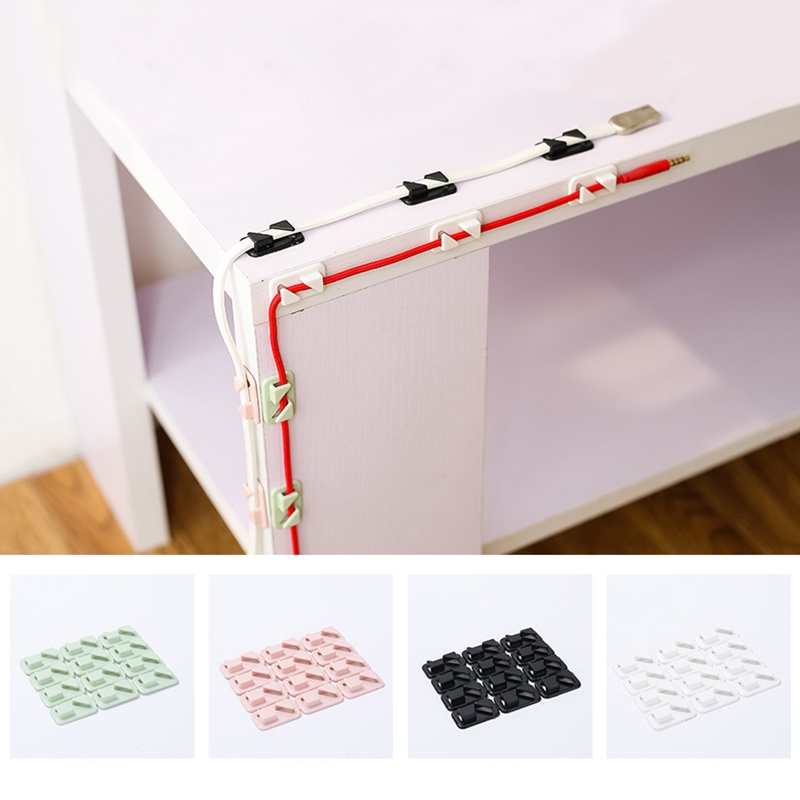 12pcs/set Universal Wire Tie Self-adhesive Cord Management Cable Holder Clip Fastener Home Office Desk Wall Cable Wire Organizer