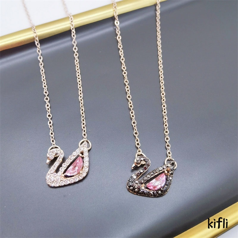 Korea Kalung,Rantai Liontin Angsa,Warna Pink Berlian Imitasi Untuk,Wanita Aksesoris