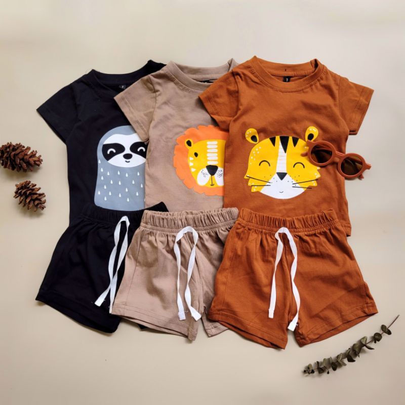Setelan emoticon pineapple kids / setelan anak emoticon / setelan anak polos/ boy tees emoticon pine