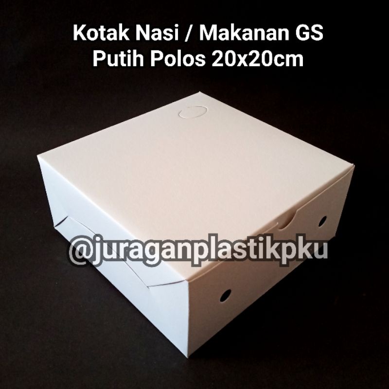( PER 10 PCS ) Kotak Nasi GS Putih Polos 20x20 cm | Dus Kertas Lunch Box 20 x 20 Tutup Sambung