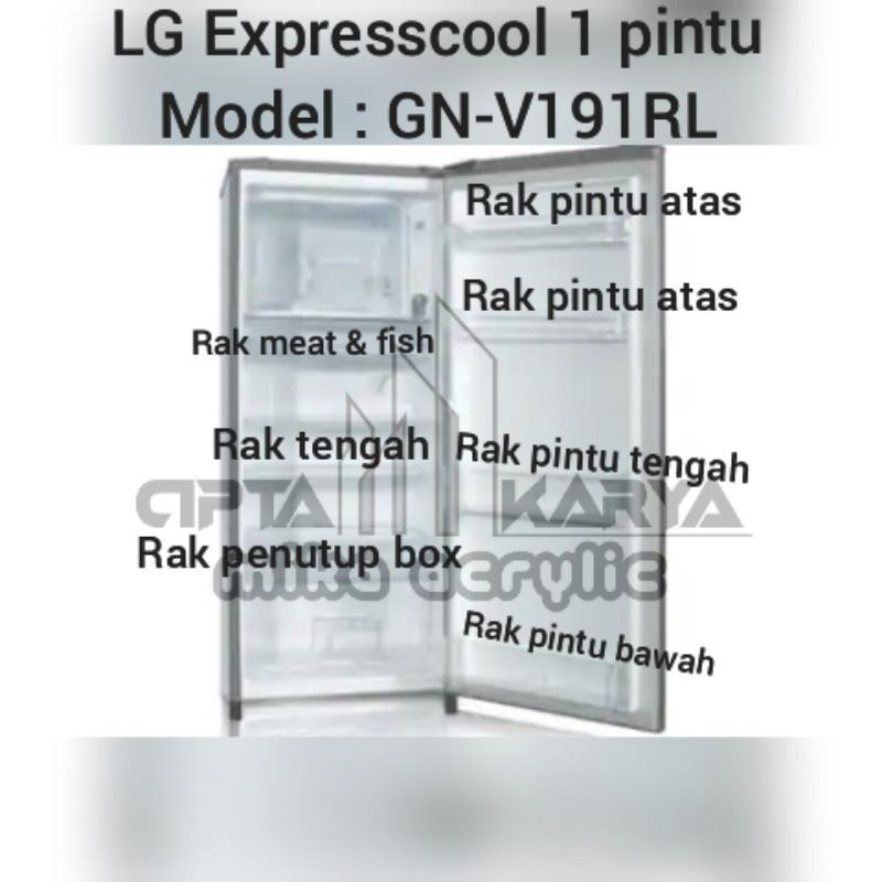 rak kulkas LG express cool 1 pintu Model GR-191GVK