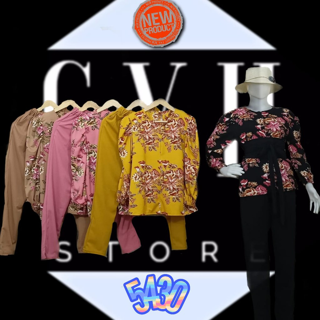 SETELAN BUSUI BAHAN VOXY MOTIF BUNGA FREE BELT [COD][5430][BUSANAMUSLIM]