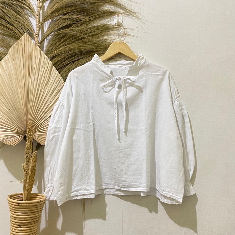 Thrift Kemeja Blouse Atasan Wanita Motif Polos Vintage - Batch 37 (B2-153 s/d B2-192)-B2-154