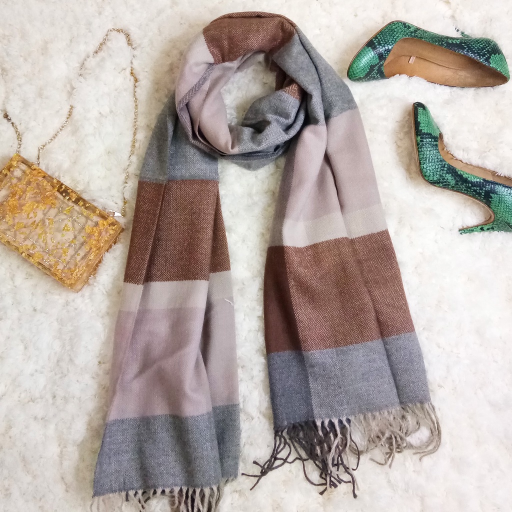 SCRAFT SHAWL PASMINA SYAL IMPORT BAHAN WOOL GUCCI PATTERN / W17