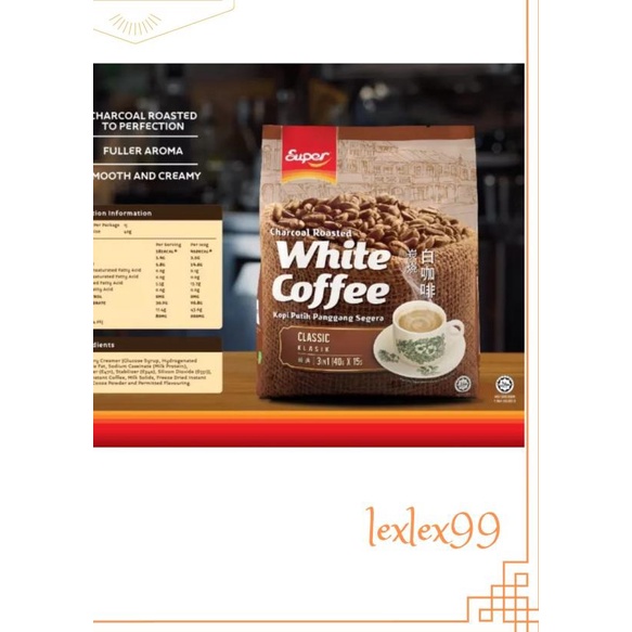 

✽ Super White Coffee Classic / Charcoal Roasted Coffee 3in1 600gr ♪