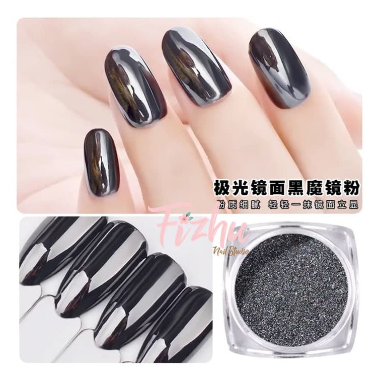 mirror powder black / chrome powder nailart black / nailart powder