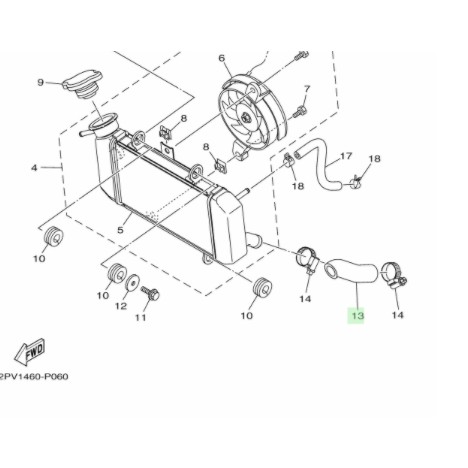 selang radiator kiri mx king original ygp 2PV-E2481-00