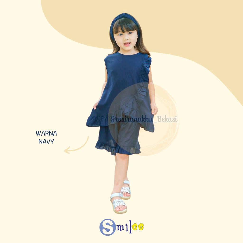 Setelan Anak Rayon Gempita Smilee Warna Navy Size 1-5 Thn