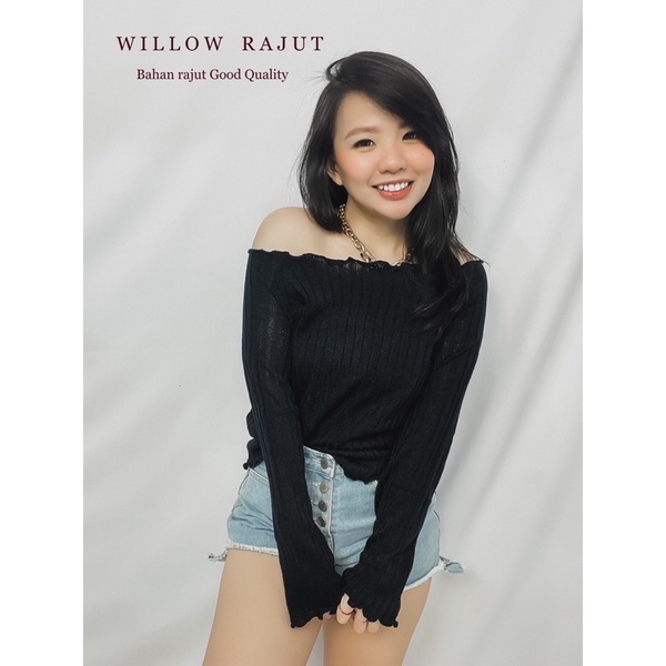 MDLV ~ WILLOW RAJUT LP KNIT CROP TOP ATASAN CROP RAJUT LENGAN PANJANG ATASAN RAJUT WANITA ATASAN RAJUT KOREA STYLE KEKINIAN FASHION WANITA