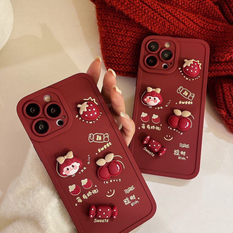 Lovely！Red Candy Girl Soft Case OPPO A53 A33 A31 A9 A5 2020 A3S Realme C1 A52 A92 F11 Reno 5 6 A7 A5S A12 A11K A15 A15S A35 Casing VIVO V15 V20 Pro Y20 Y20S Y20i Y12S Y50 Y30 Y30i Y11 Y12 Y15 Y17 Y12i Y19 S1 V9 Y93 Y91C Xiaomi Redmi Note 7 8 Pro iP iPhone